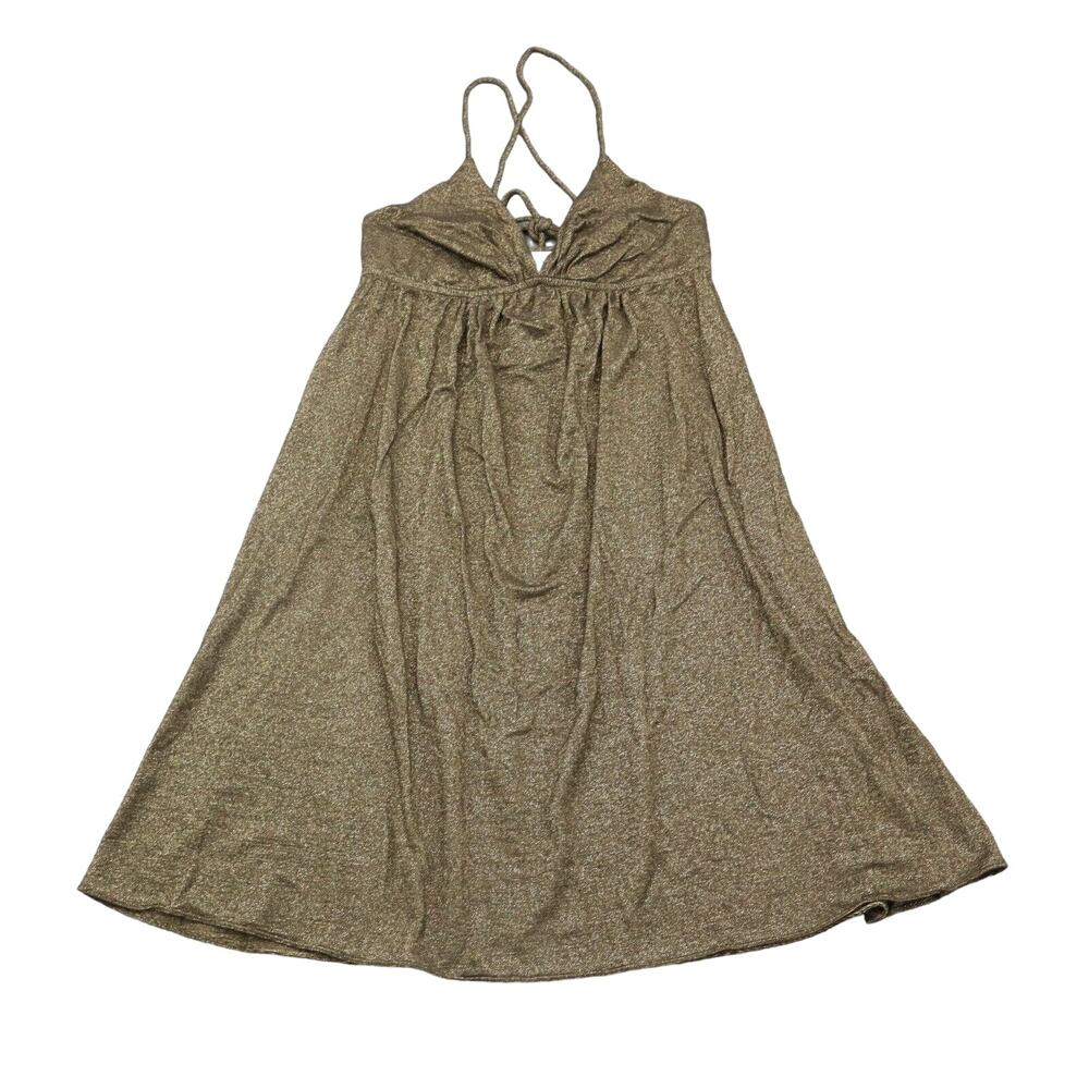 Michael Stars Shirt Womens One Gold Sleeveless Plunging Racerback Tank Top